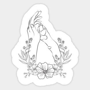 Woman & Dog paw Floral Sticker